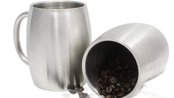 14oz Stainless Steel, Double Walled Coffee Mug, Handle and Slide Lid - Blanks R Us Australia#