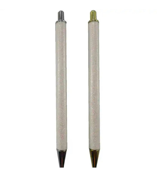 White glitter Rose Gold Pen Blank, included refill,Glitter Sparkle, Smooth Surface,