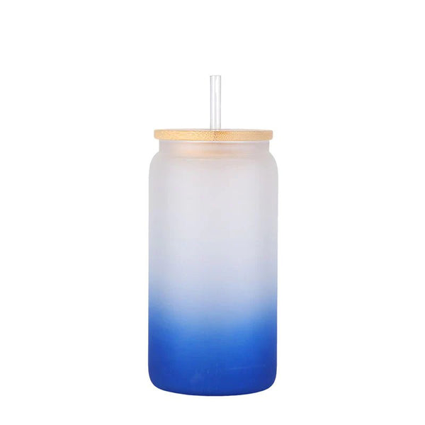 16oz Gradient Colour- Ombre Libby Can Cuo with bamboo Lid & Straw